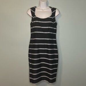 Ann Taylor Navy and Blue Striped Mini Dress, Keyhole Back, size 4